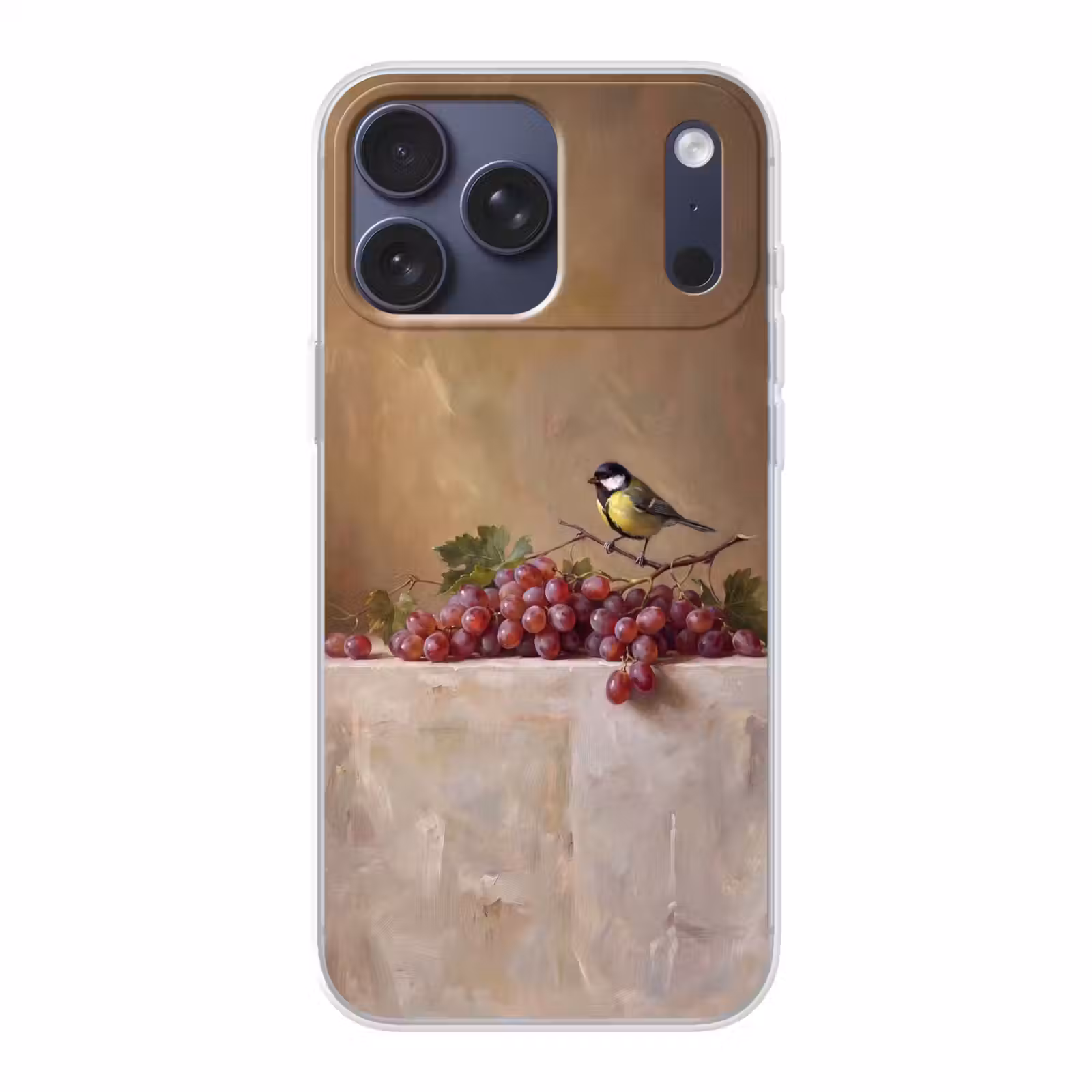 Telefoonhoesje Softcase - Vogel - Druiven - Stilleven — 1