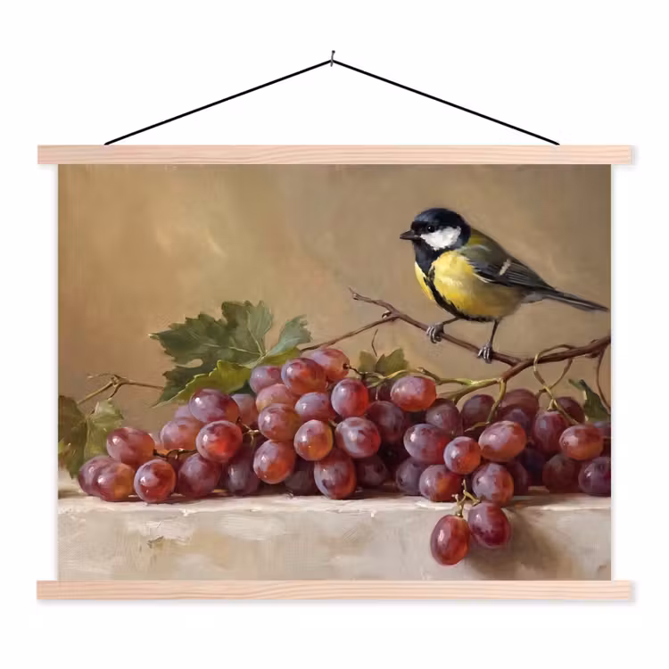 Schoolplaat - Vogel - Druiven - Stilleven — 1