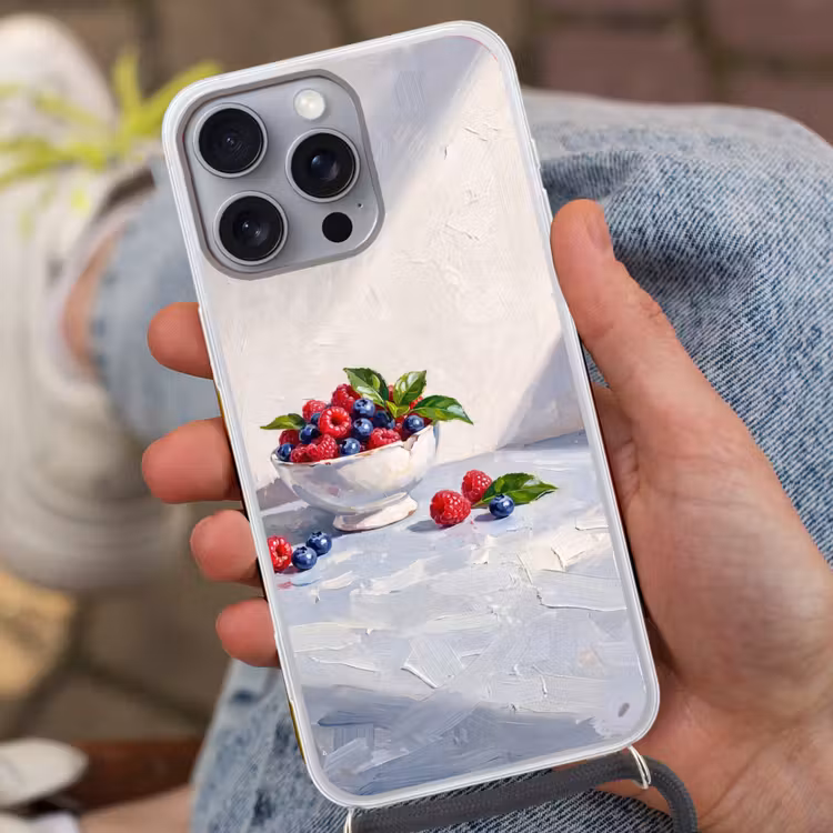 Telefoonhoesje met koord - Bessen - Kom - Eten — 2