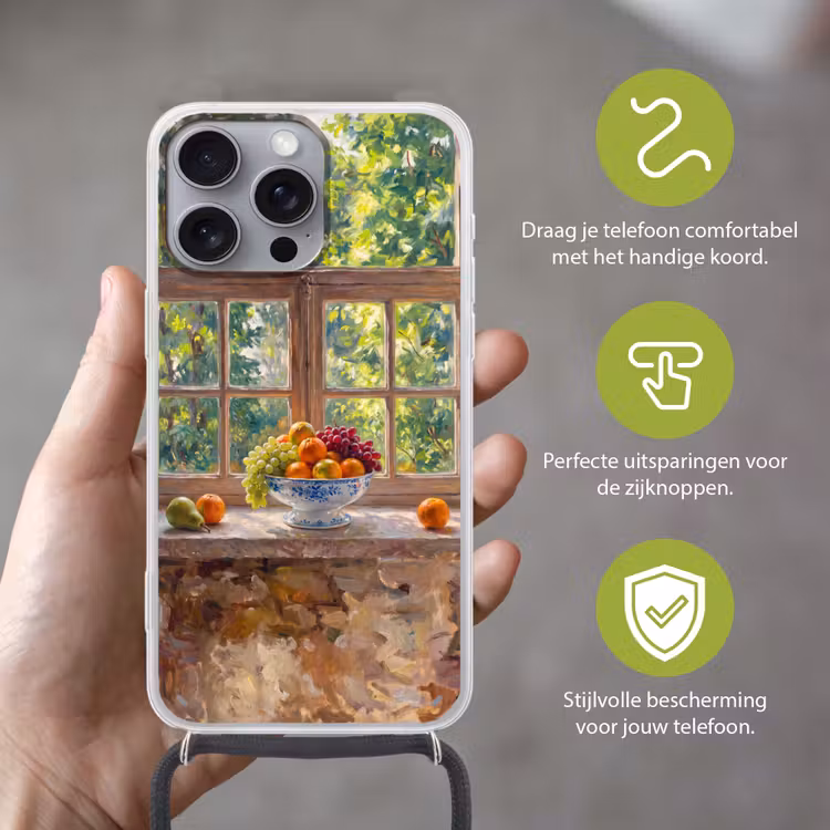 Telefoonhoesje met koord - Fruit - Vensterbank - Natuur — 4