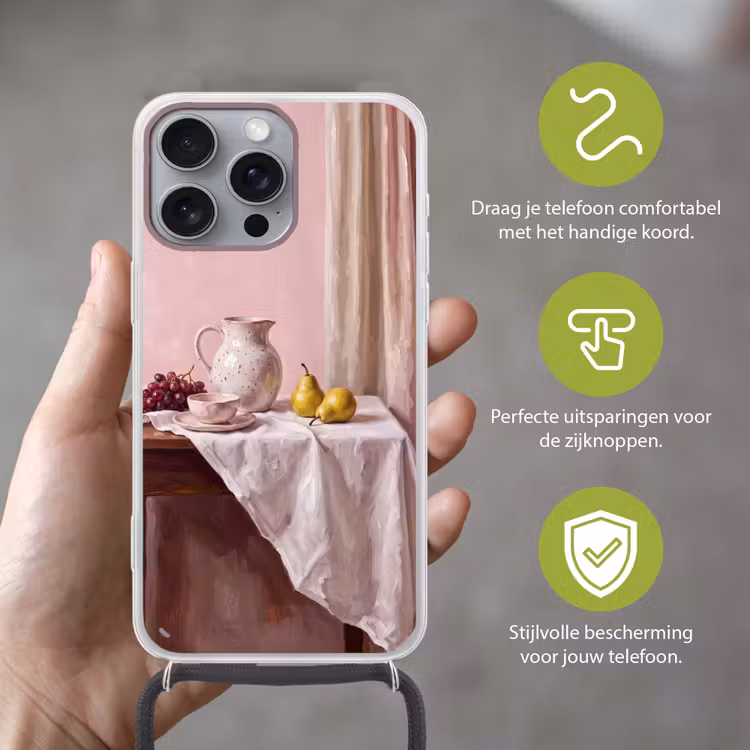 Telefoonhoesje met koord - Stilleven - Fruit - Roze — 4