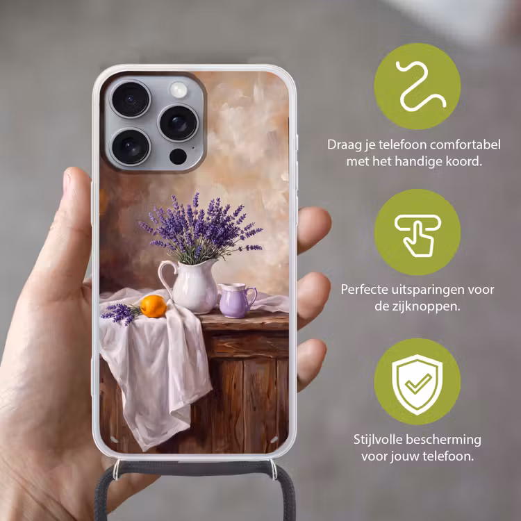 Telefoonhoesje met koord - Bloemen - Stilleven - Paars — 4