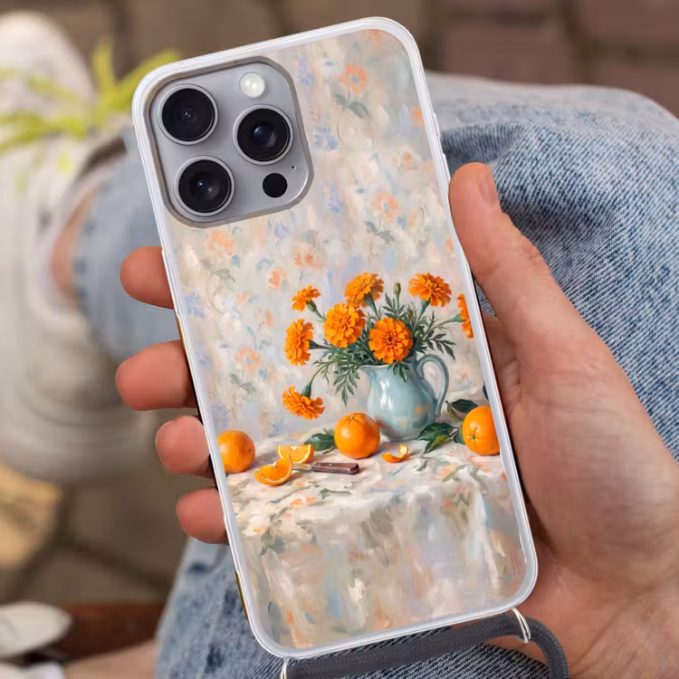 Telefoonhoesje met koord - Eten - Oranje - Kunst — 2