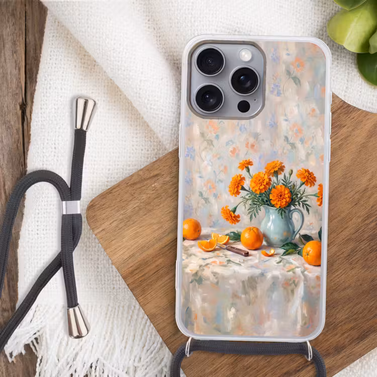 Telefoonhoesje met koord - Eten - Oranje - Kunst — 3