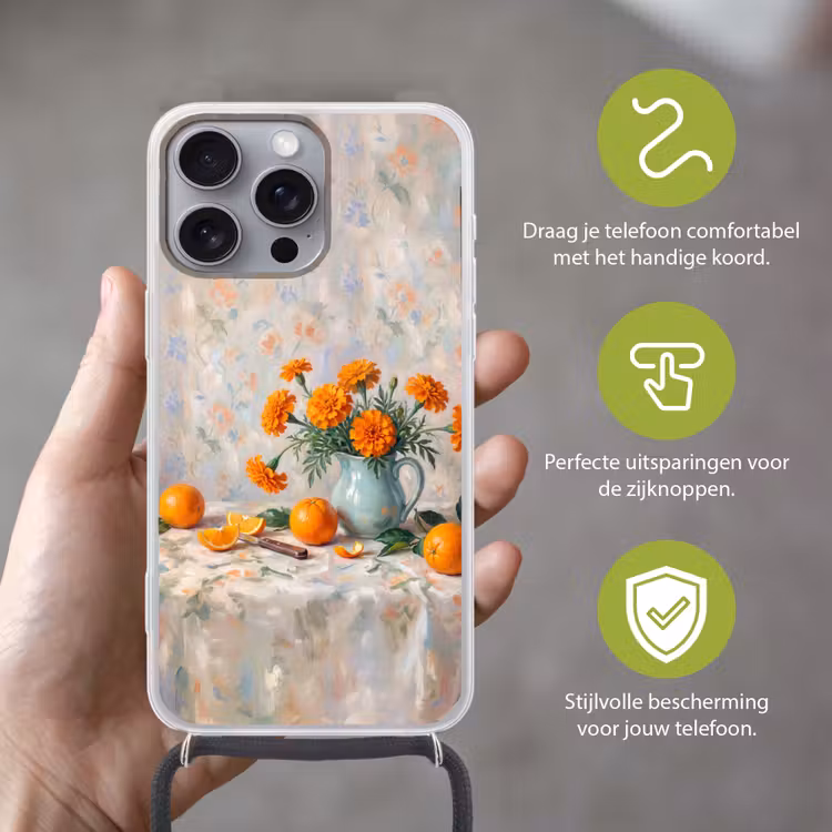 Telefoonhoesje met koord - Eten - Oranje - Kunst — 4