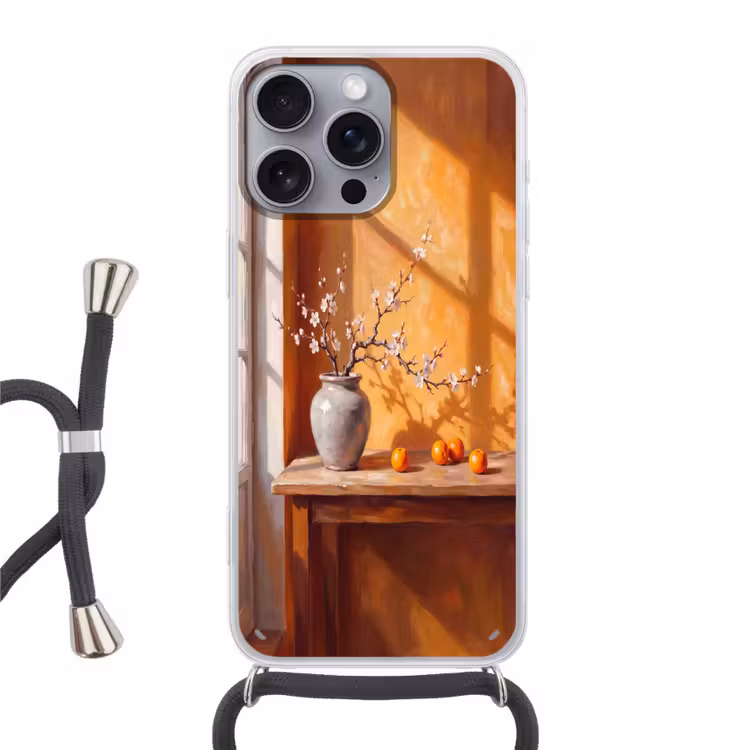 Telefoonhoesje met koord - Witte bloemen - Stilleven — 1