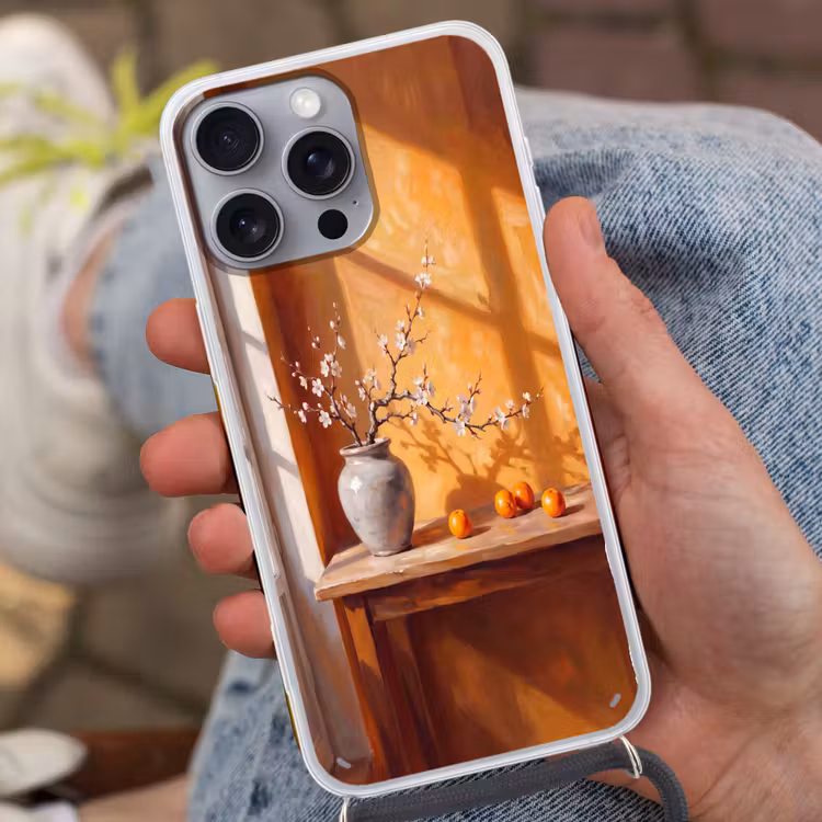 Telefoonhoesje met koord - Witte bloemen - Stilleven — 2