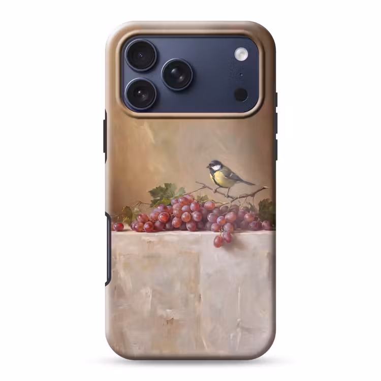 Telefoonhoesje Toughcase - Vogel - Druiven - Stilleven — 1