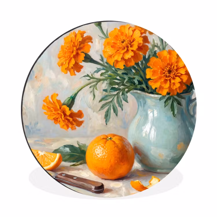 Wandcirkel - Aluminium - Eten - Oranje - Kunst — 1