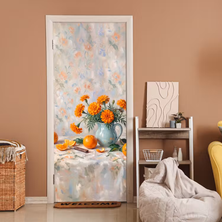 Deursticker - Eten - Oranje - Kunst — 2