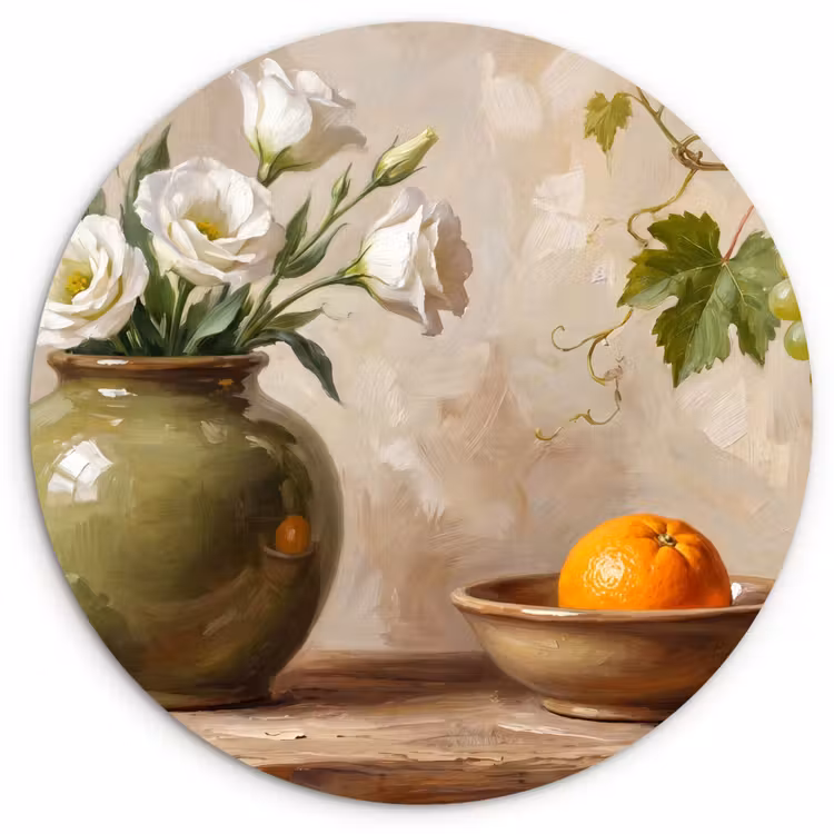 Wandcirkel - Glas - Bloemen - Fruit - Stilleven — 1