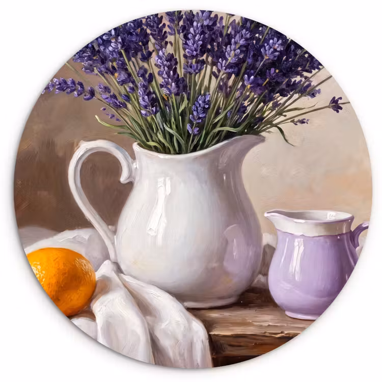 Wandcirkel - Glas - Bloemen - Stilleven - Paars — 1