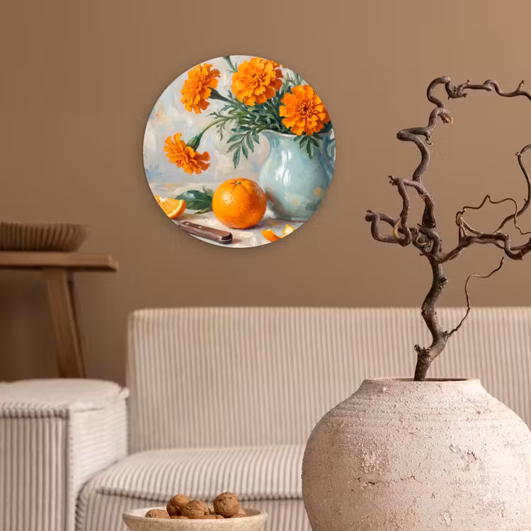 Wandcirkel - Glas - Eten - Oranje - Kunst — 2
