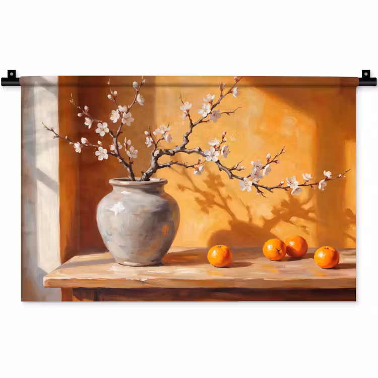 Wandkleed - Witte bloemen - Stilleven — 1
