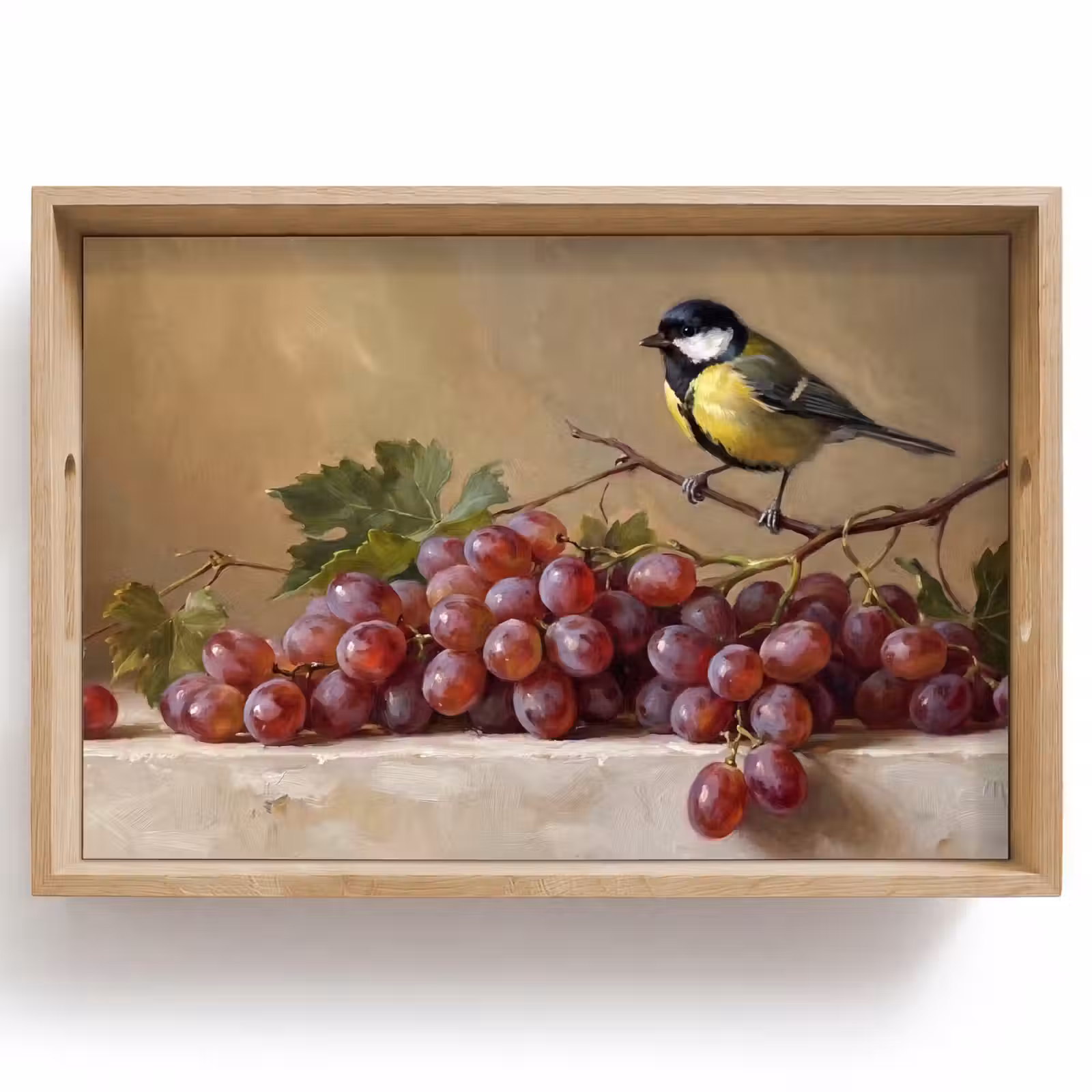 Dienblad - Vogel - Druiven - Stilleven — 1