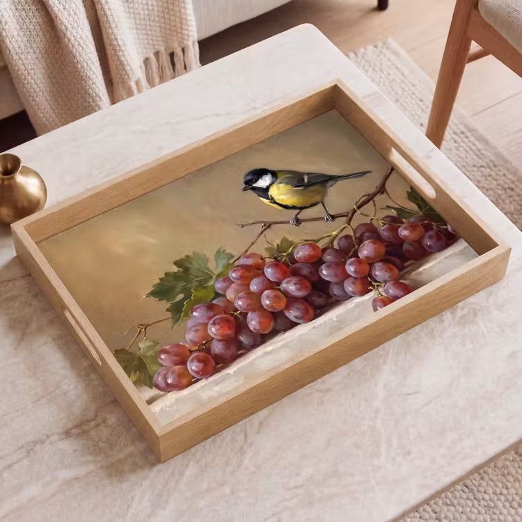 Dienblad - Vogel - Druiven - Stilleven — 2