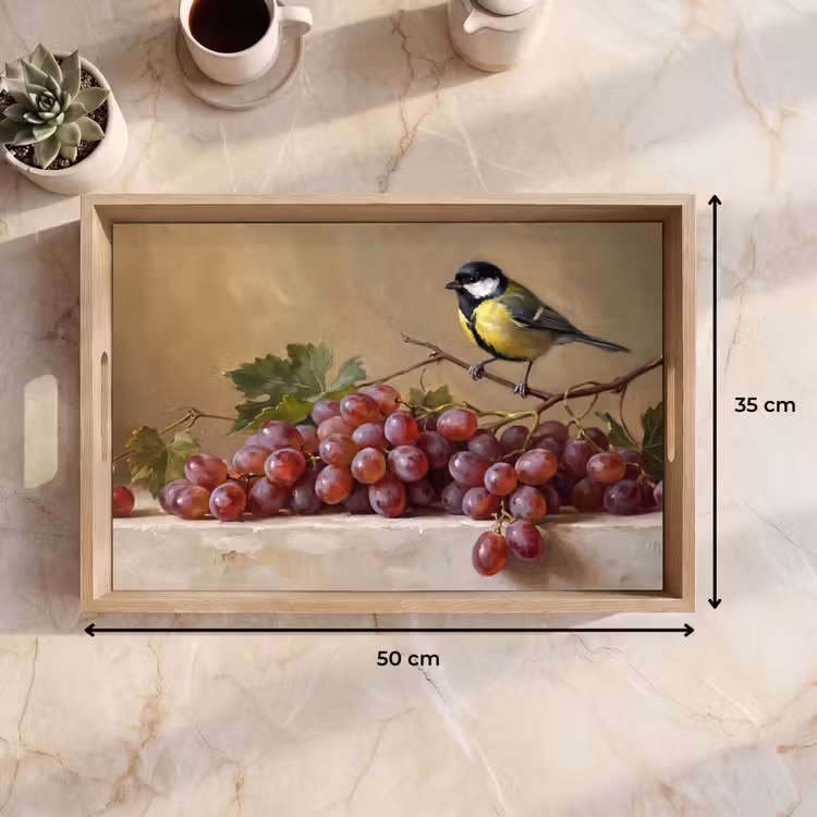 Dienblad - Vogel - Druiven - Stilleven — 9