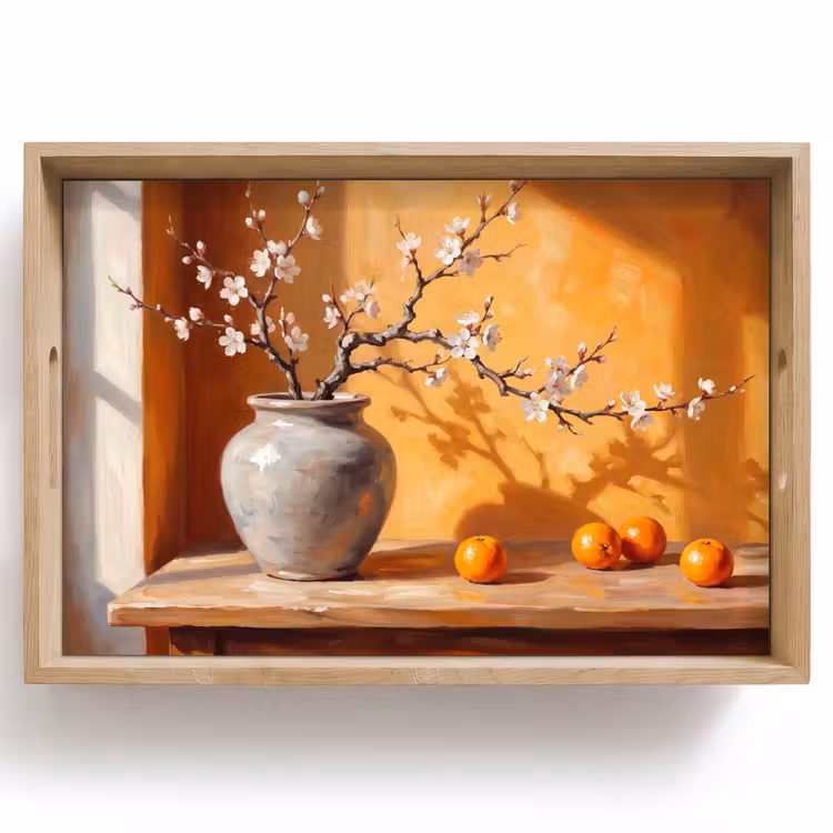 Dienblad - Witte bloemen - Stilleven — 1