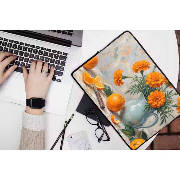 Laptophoes - Eten - Oranje - Kunst — 3