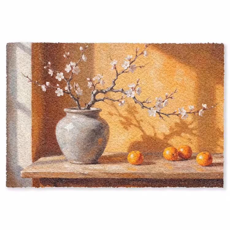 Vloerkleed - Witte bloemen - Stilleven — 1