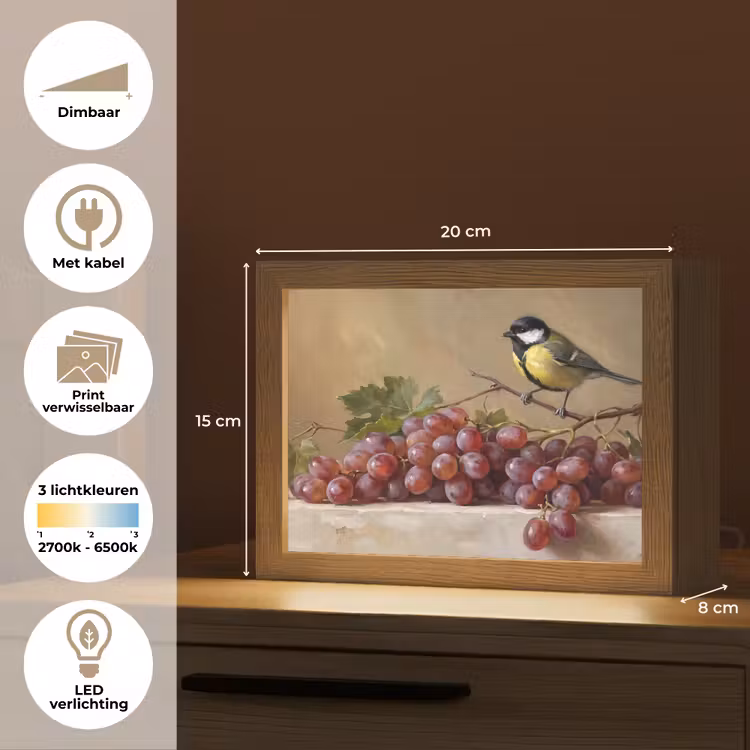 Lightbox - Wandlamp - Vogel - Druiven - Stilleven — 9