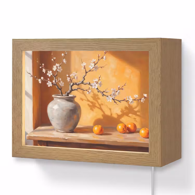 Lightbox - Wandlamp - Witte bloemen - Stilleven — 1