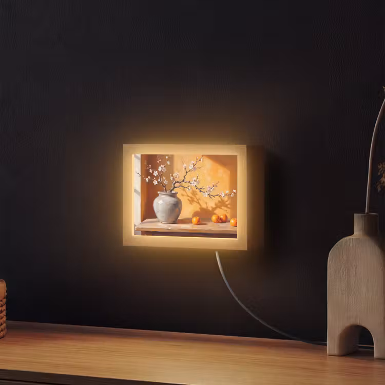 Lightbox - Wandlamp - Witte bloemen - Stilleven — 2