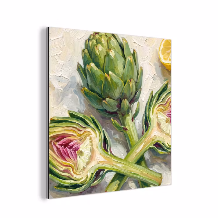 Aluminium schilderij - Artisjok - Citroen - Eten — 1