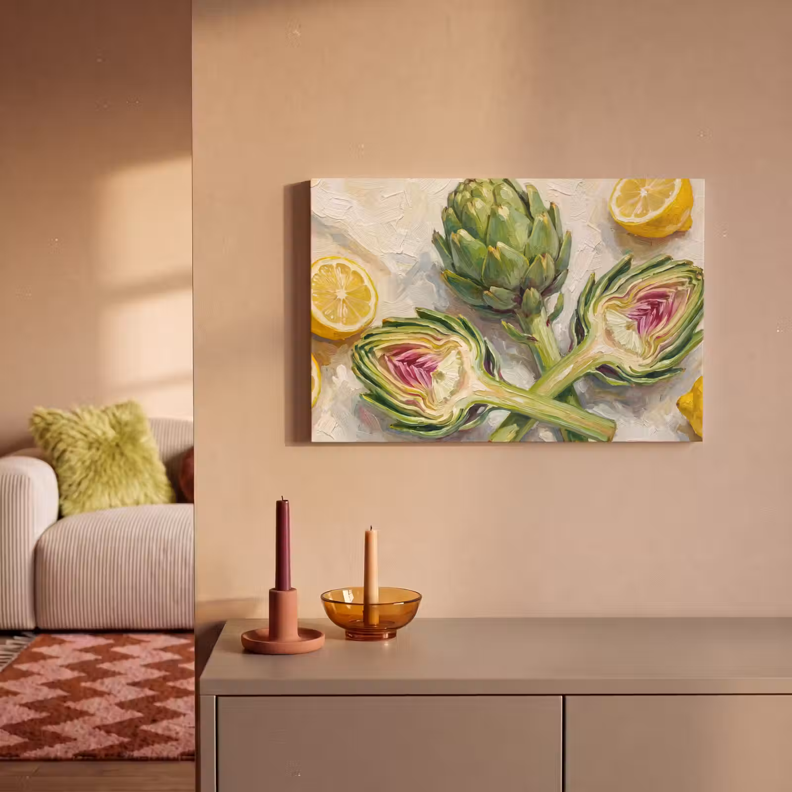 Canvas schilderij - Artisjok - Citroen - Eten — 1