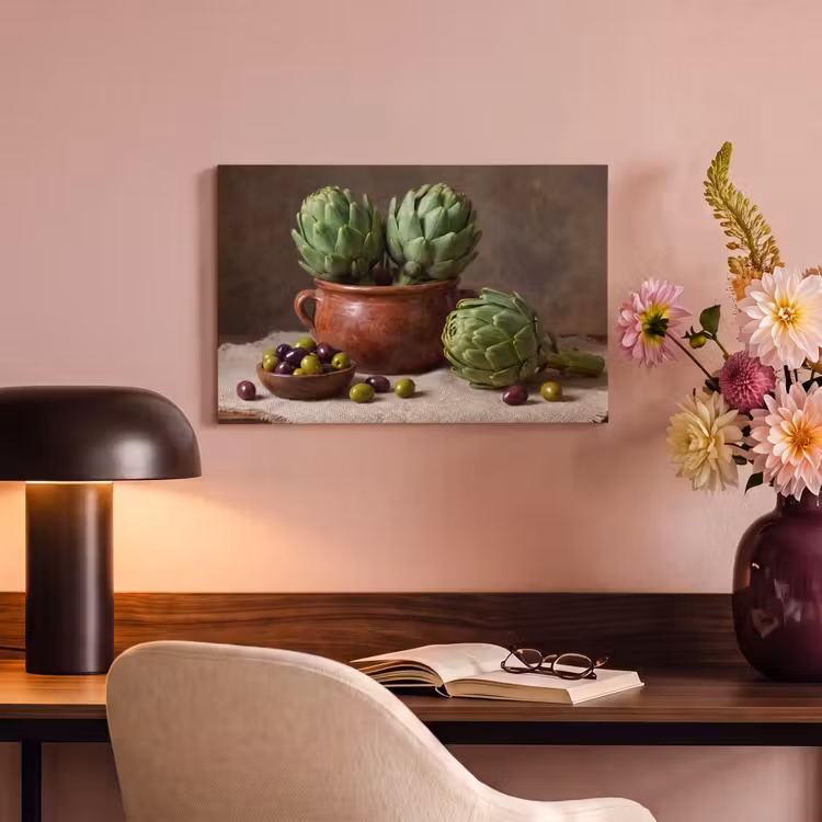 Canvas schilderij - Artisjokken - Olijven - Eten — 5