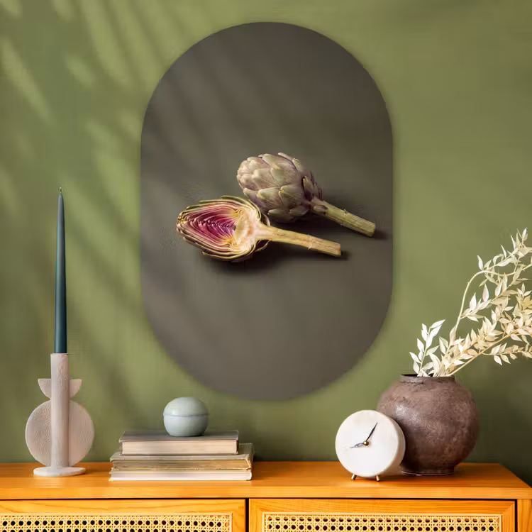 Muurovaal - Glas - Artisjok - Paars - Voedsel — 2