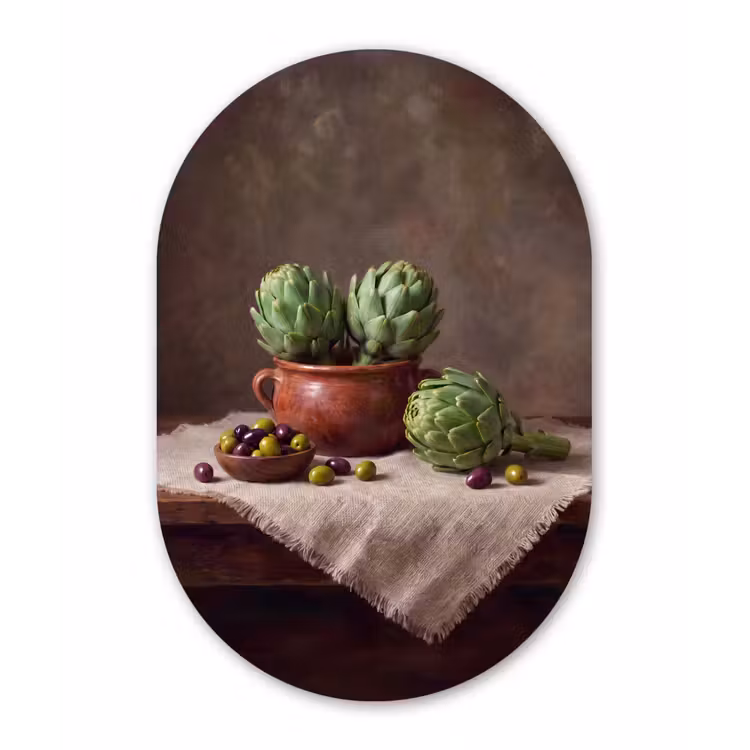 Muurovaal - Glas - Artisjokken - Olijven - Eten — 1
