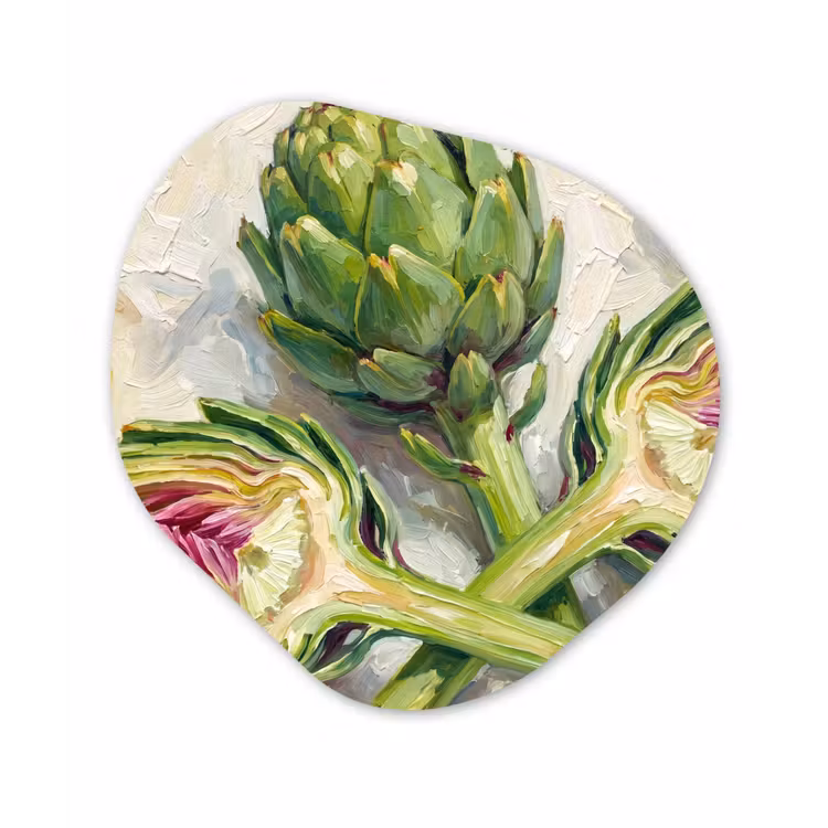 Organisch schilderij - Glas - Artisjok - Citroen - Eten — 1