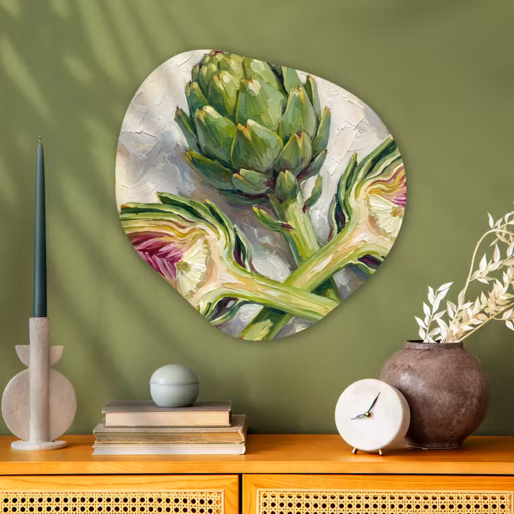 Organisch schilderij - Glas - Artisjok - Citroen - Eten — 2