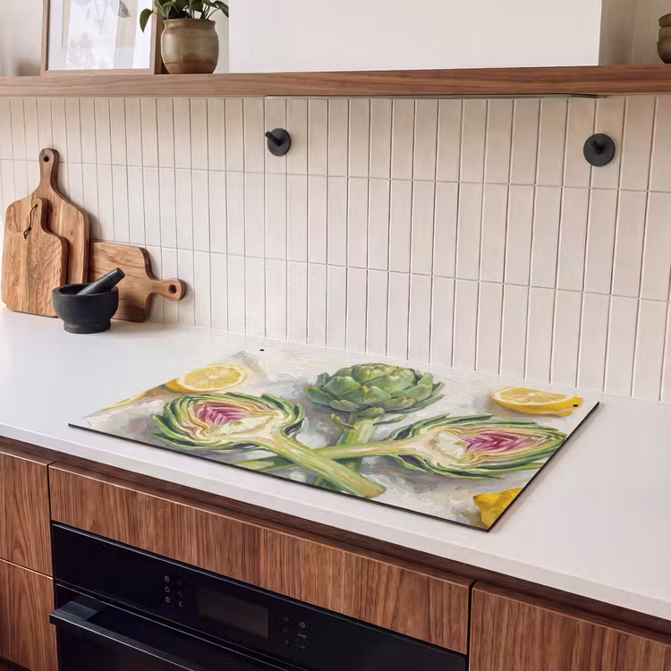 Inductie beschermer en spatscherm (2in1) - Artisjok - Citroen - Eten — 3