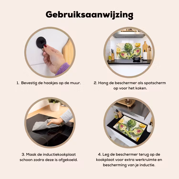 Inductie beschermer en spatscherm (2in1) - Artisjok - Citroen - Eten — 6