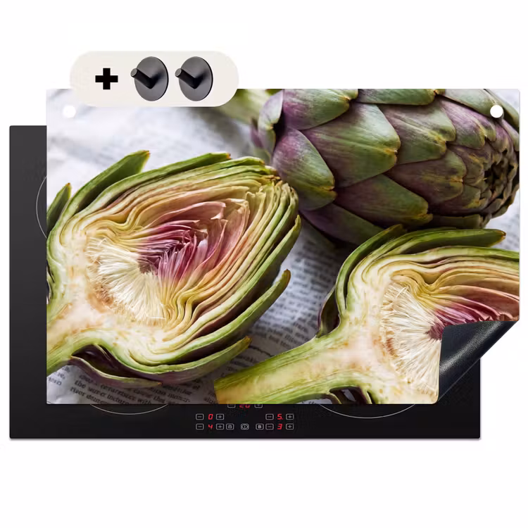Inductie beschermer en spatscherm (2in1) - Artisjok - Doorgesneden - Eten — 1