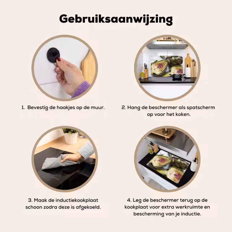 Inductie beschermer en spatscherm (2in1) - Artisjok - Doorgesneden - Eten — 6