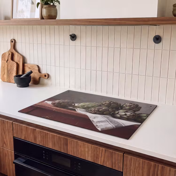 Inductie beschermer en spatscherm (2in1) - Artisjok - Eten - Rustiek — 3