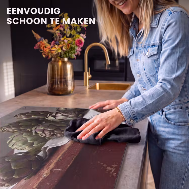 Inductie beschermer en spatscherm (2in1) - Artisjok - Eten - Rustiek — 5