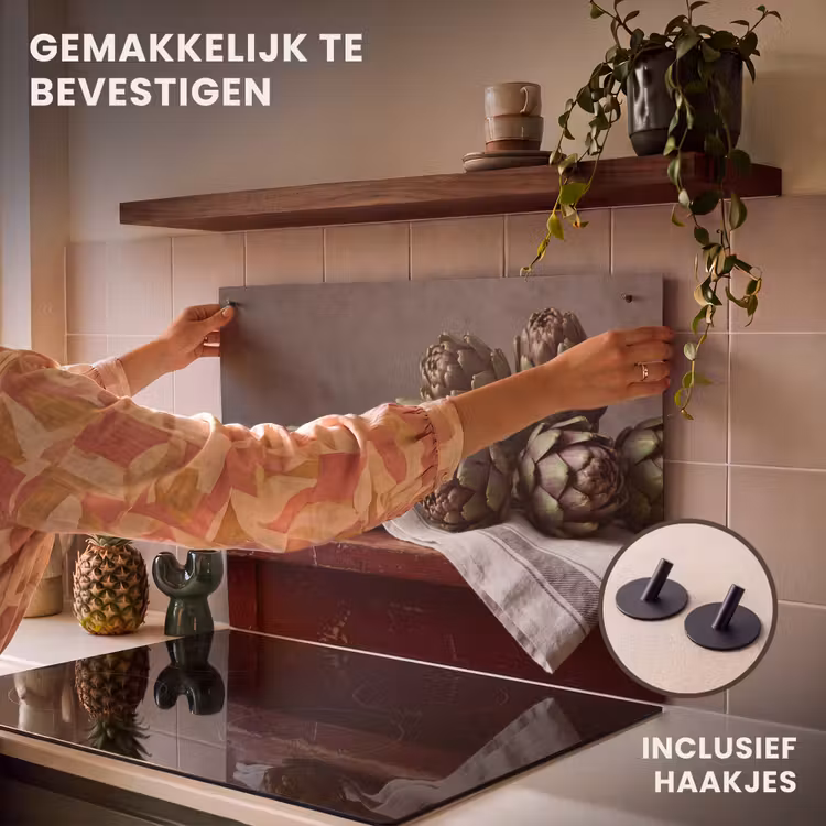 Inductie beschermer en spatscherm (2in1) - Artisjok - Eten - Rustiek — 7