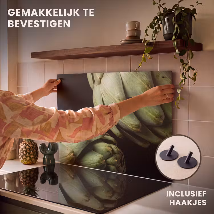 Inductie beschermer en spatscherm (2in1) - Artisjok - Groen - Eten — 7