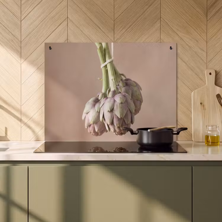 Inductie beschermer en spatscherm (2in1) - Artisjokken - Hangend - Groenten — 2