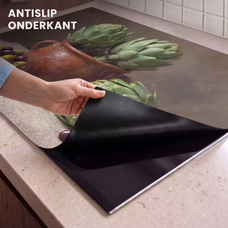 Inductie beschermer en spatscherm (2in1) - Artisjokken - Olijven - Eten — 4