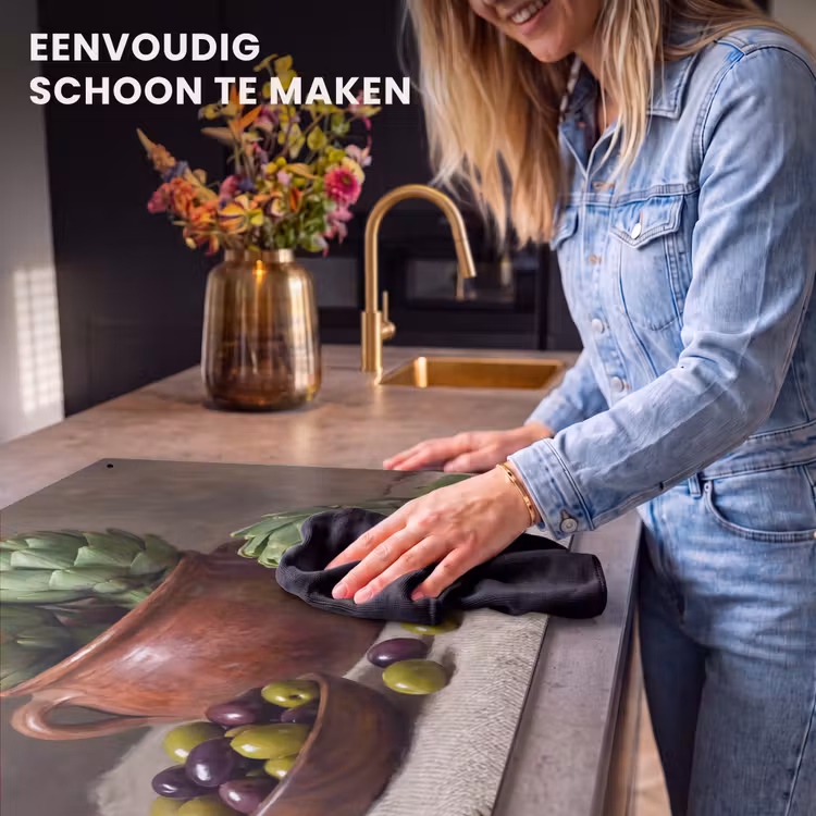 Inductie beschermer en spatscherm (2in1) - Artisjokken - Olijven - Eten — 5