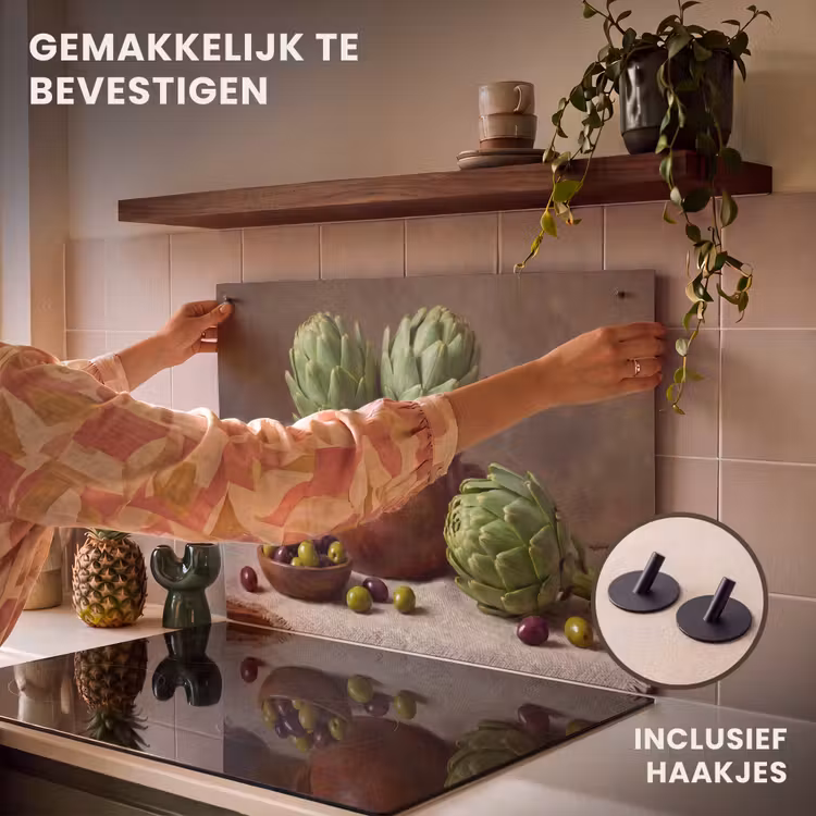 Inductie beschermer en spatscherm (2in1) - Artisjokken - Olijven - Eten — 7