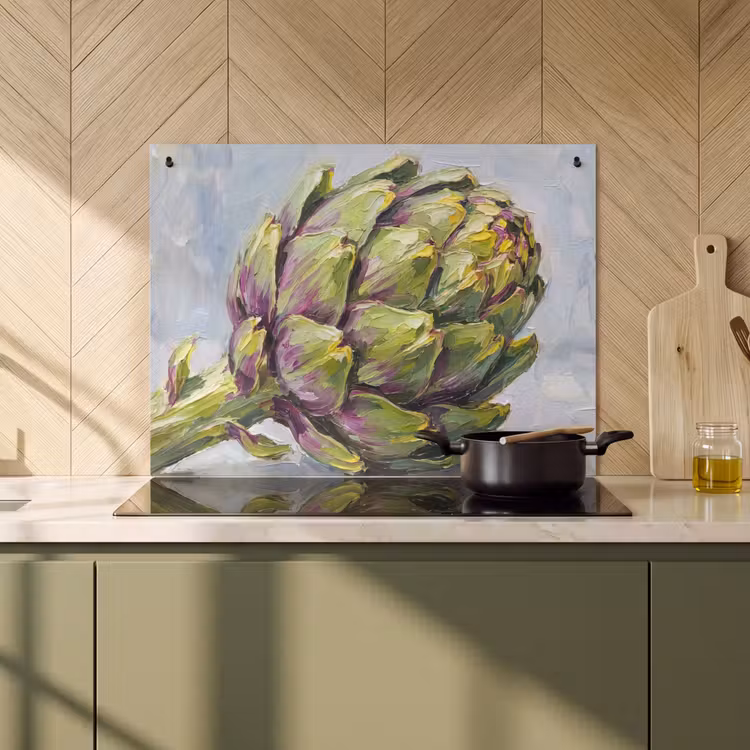 Inductie beschermer en spatscherm (2in1) - Eten - Artisjok - Modern — 2