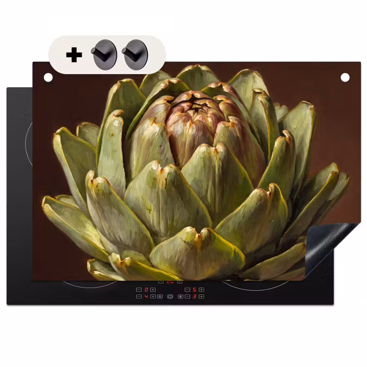 Inductie beschermer en spatscherm (2in1) - Groente - Artisjok - Groen — 1