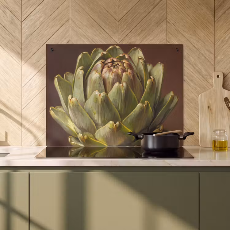 Inductie beschermer en spatscherm (2in1) - Groente - Artisjok - Groen — 2