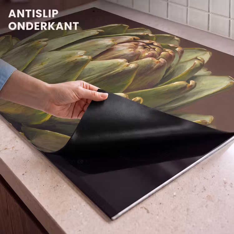 Inductie beschermer en spatscherm (2in1) - Groente - Artisjok - Groen — 4